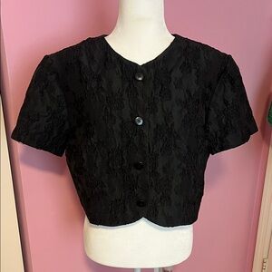 Elegant Black Cropped Lace Top